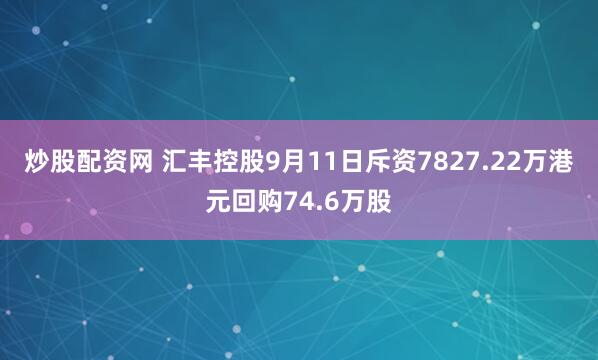炒股配资网 汇丰控股9月11日斥资7827.22万港元回购74.6万股